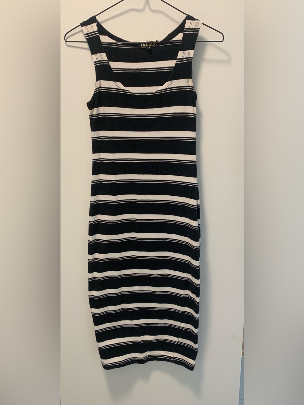Black & White Striped Midi Dress
